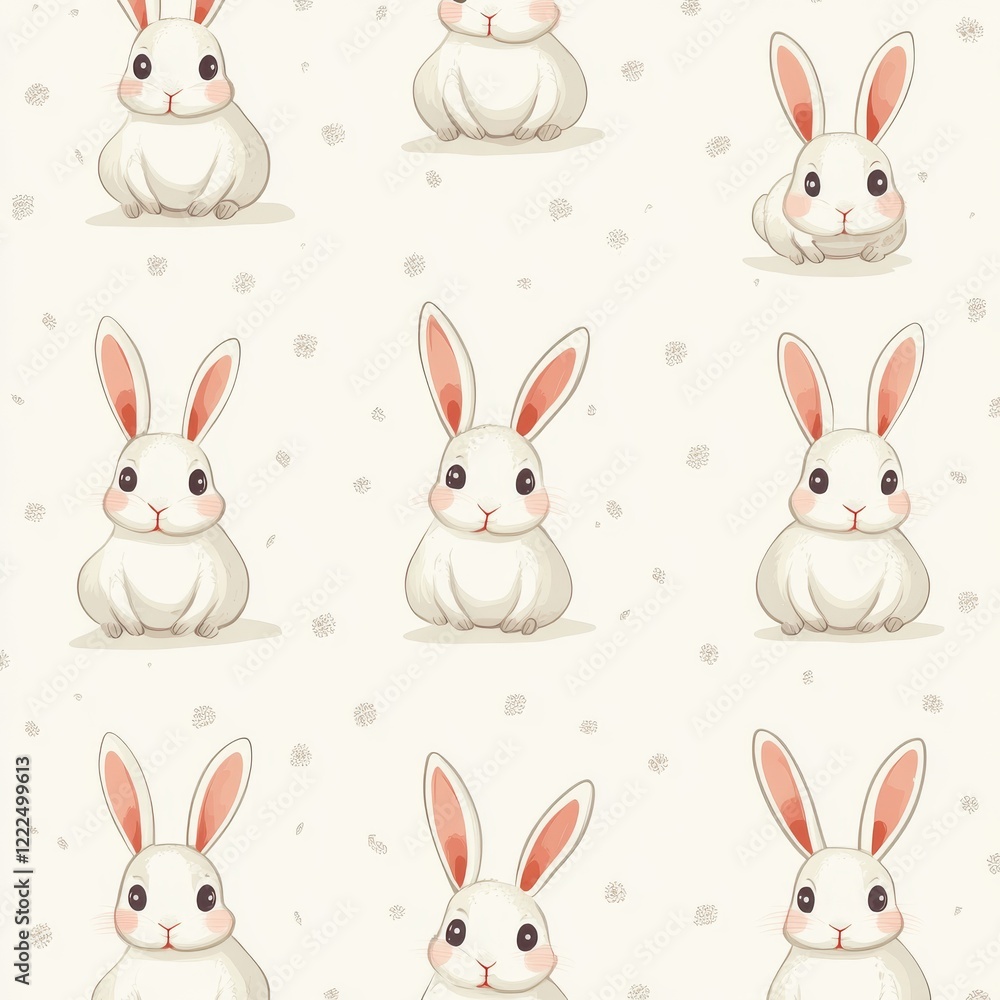 Seamless pattern in retro-style. Cartoon rabbits. Seamless pattern in retro-style. Cartoon rabbits.