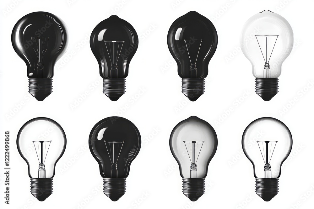 Elegant Black and White Lightbulb Illustrations: A Timeless Design for Modern Times Elegant Black and White Lightbulb Illustrations: A Timeless Design for Modern Times
