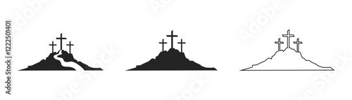 Cross symbol. Three crosses. Calvary. Vector.