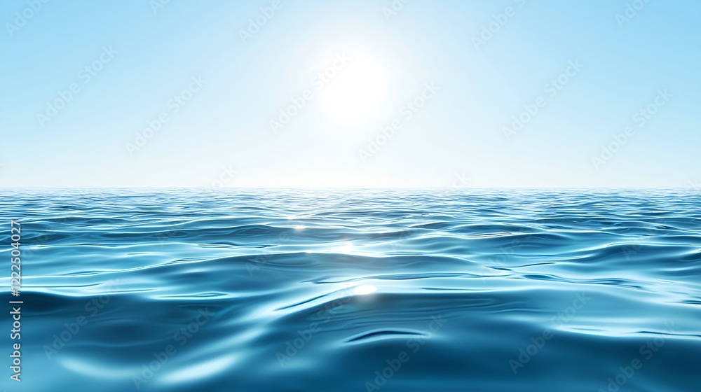 Calm Blue Ocean Waves Beneath a Bright Sunny Sky at Midday Calm Blue Ocean Waves Beneath a Bright Sunny Sky at Midday