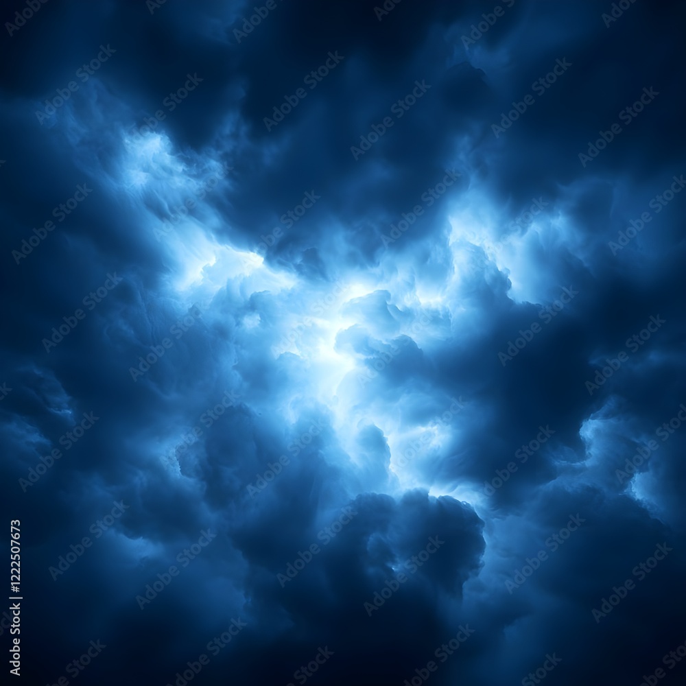 Dark Thunderstorm Clouds with Illuminating Lightning in Sky Dark Thunderstorm Clouds with Illuminating Lightning in Sky