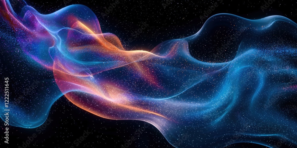 Obraz premium Blue and orange wave in space