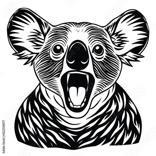  koala Black and white vector illustration animal silhouette  photo