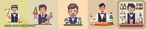 Vector collection of a bartender