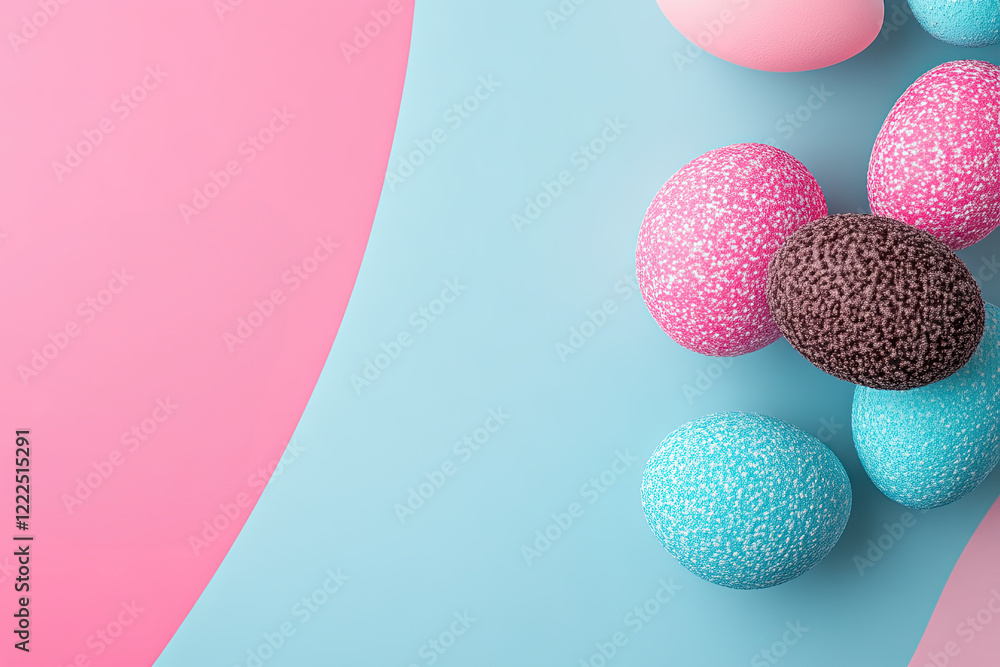 pink and blue pastel background with easter eggs pink and blue pastel background with easter eggs