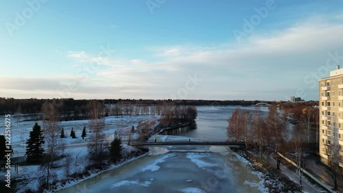 Wallpaper Mural Aerial view of Toivoniemi in wet January, Oulu Finland Torontodigital.ca