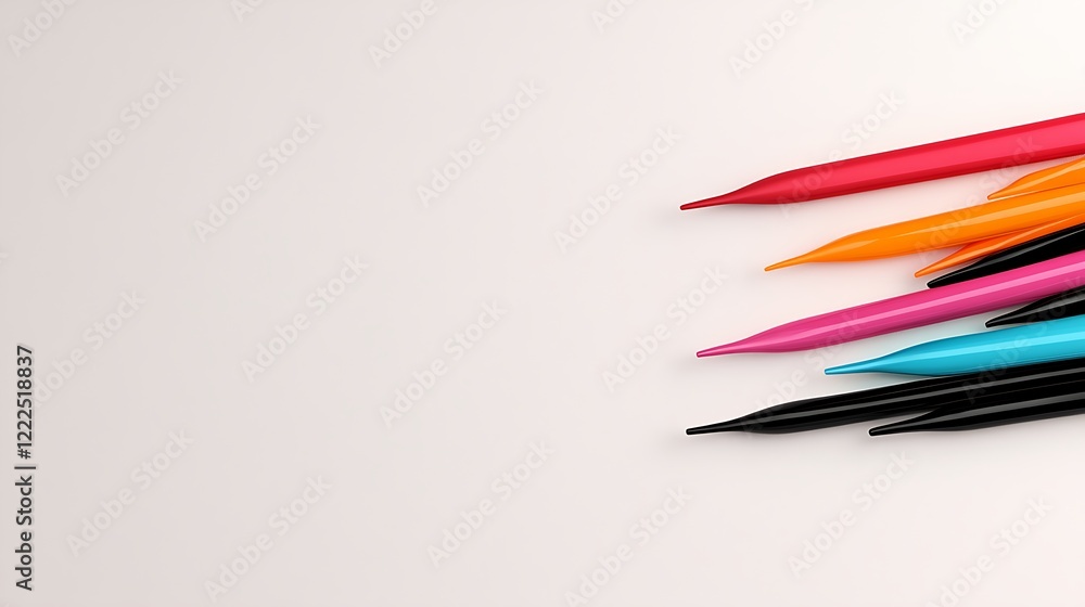 Colorful Crayons Arranged on White Background Colorful Crayons Arranged on White Background