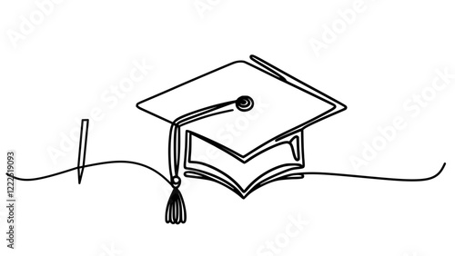 Draw one continuous line of toga caps,