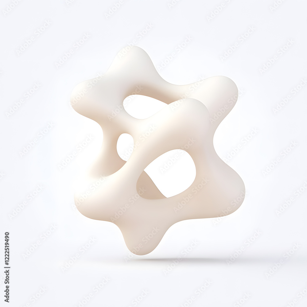 Obraz premium White Organic metaball shape 3d illustration isolated on white background