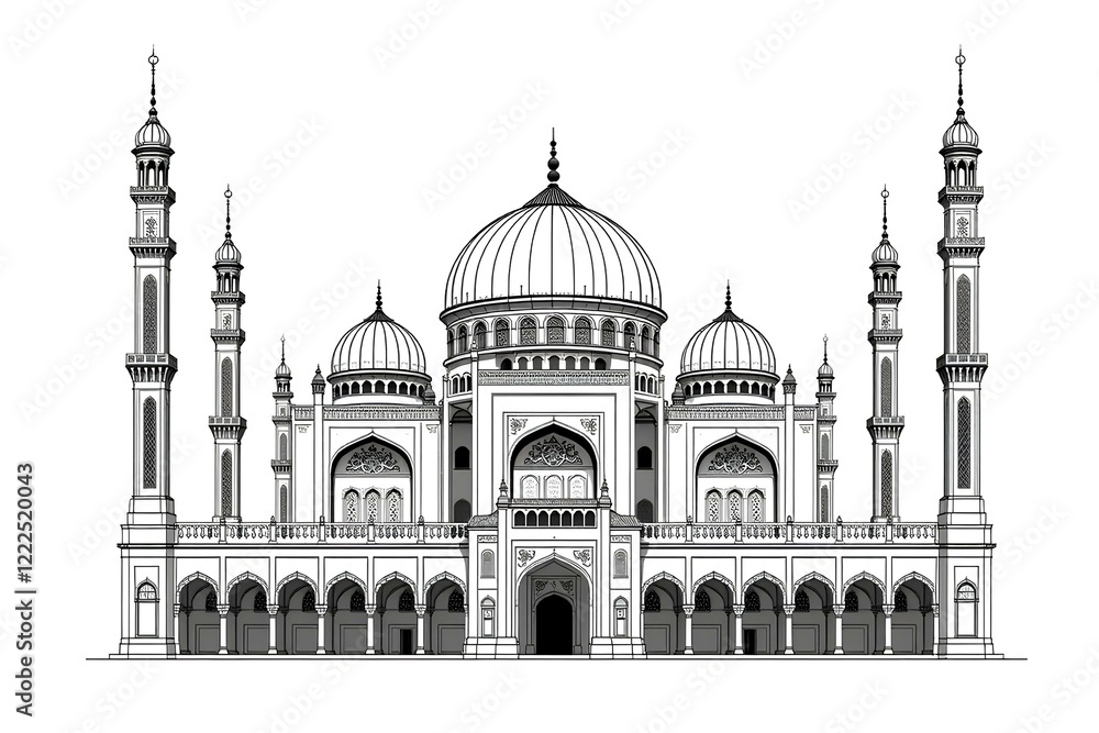 Architectural Drawing of a Grand Mosque Architectural Drawing of a Grand Mosque