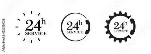 24 h service icon on white background