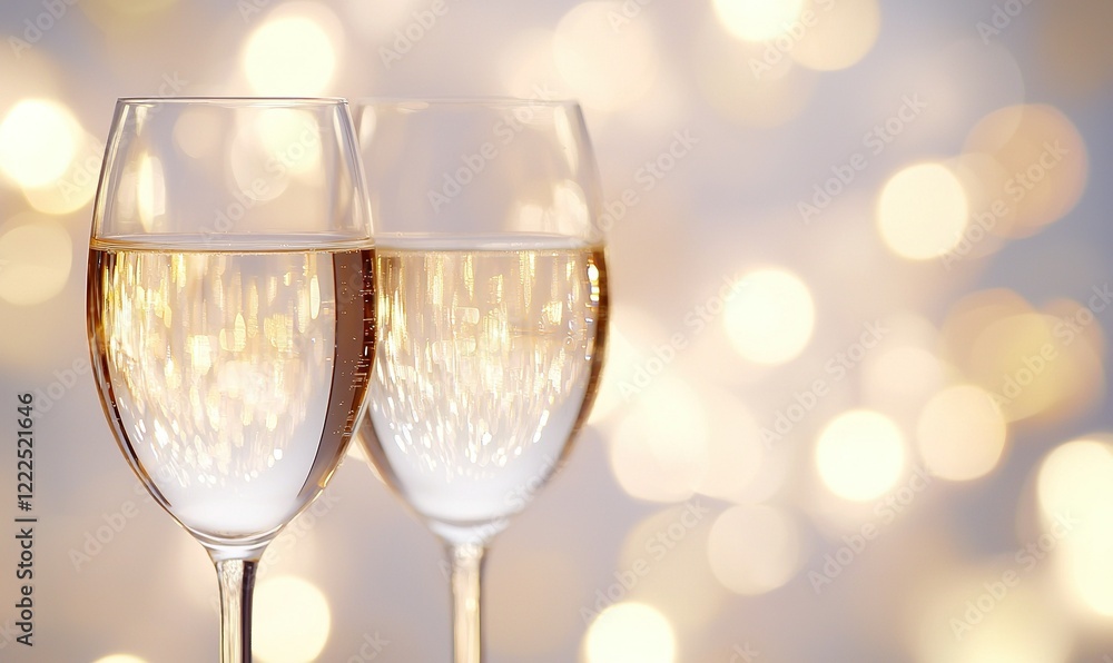 Two wine glasses with bokeh background, ideal for celebration or romantic themes Two wine glasses with bokeh background, ideal for celebration or romantic themes