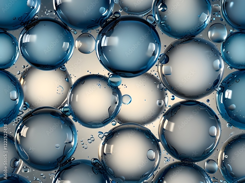 Crystal Clear Blue Water Bubbles with Transparent Design and Realistic Reflections Crystal Clear Blue Water Bubbles with Transparent Design and Realistic Reflections