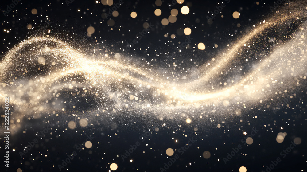 Obraz premium White dust spray and wavy flows of golden powder isolated on transparent background. Vector realistic set of smoke or vapor with particles splash from aerosol, stream of spraying cosmetic