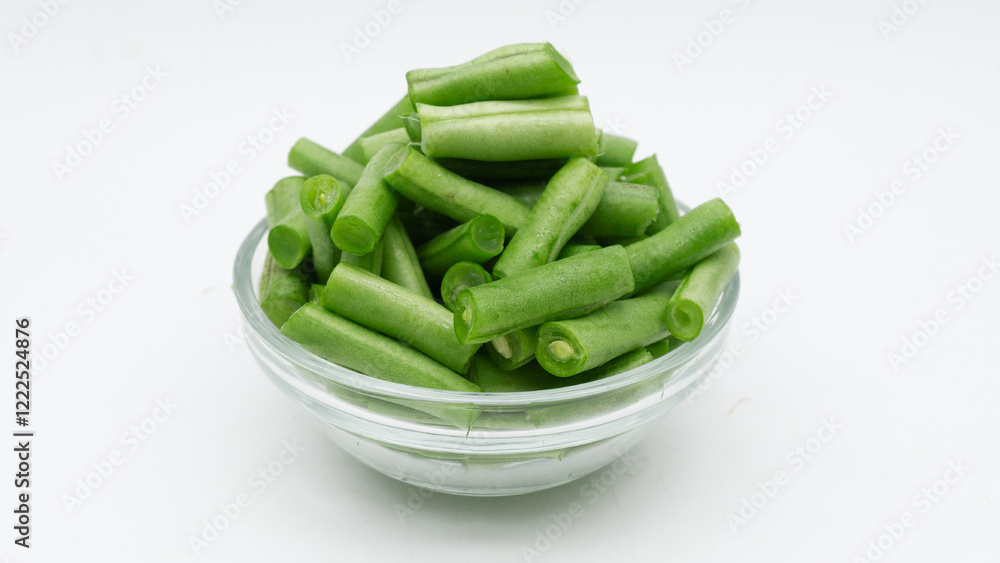 Green raw asparagus beans isolated on white background Green raw asparagus beans isolated on white background