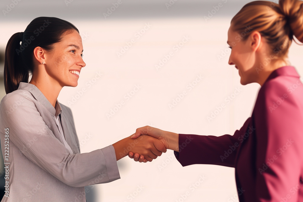 Businesswoman and businessman shaking hands in modern office. Businesswoman and businessman shaking hands in modern office.