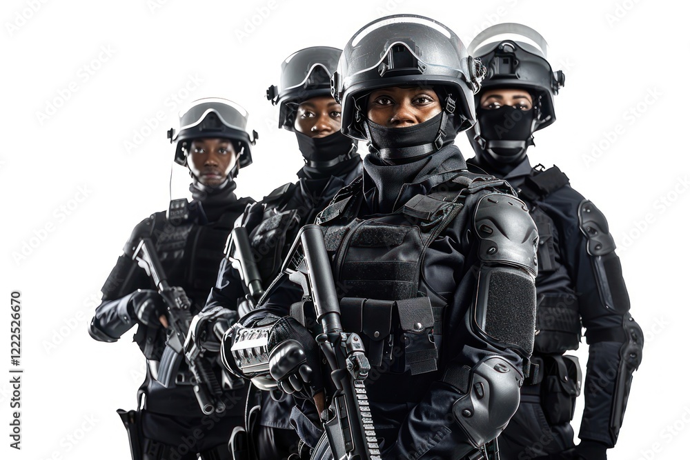 Fototapeta premium People military clothing weaponry.