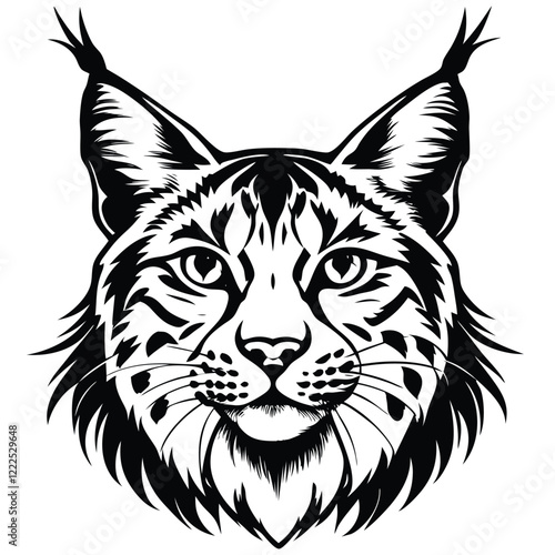  lynx Black and white vector illustration animal silhouette 