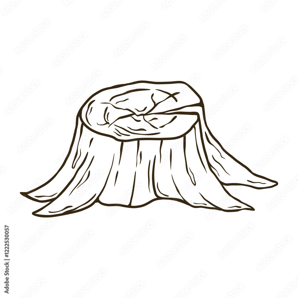 Fototapeta premium tree trunk illustration design graphic line art, hand drawn