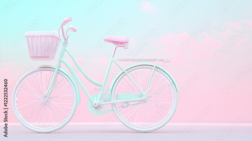 Nostalgic Retro Bicycle with Pastel Cargo Rack Carrying Transparent Digital Info Panel Cinematic Image Nostalgic Retro Bicycle with Pastel Cargo Rack Carrying Transparent Digital Info Panel Cinematic Image