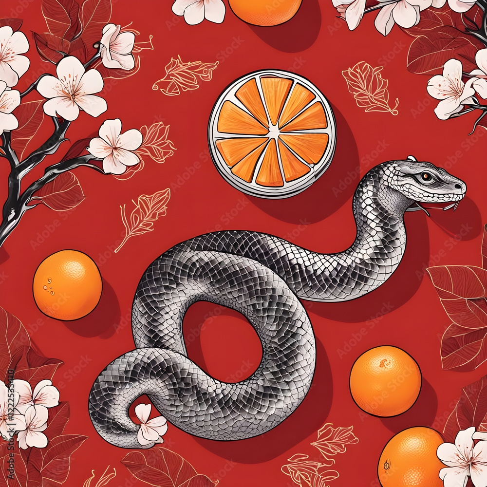 Serpentine Blossoms, Chinese New Year of the Wooden Snake
