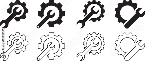 Tools and Wrench icons set. Settings and repair, Repair icon vector set. Service center symbol. tool illustration sign collection