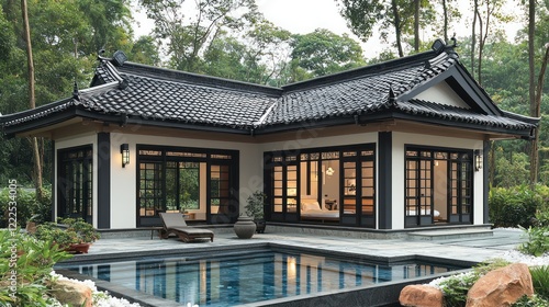 Wallpaper Mural Serene Asian-Inspired Villa with Private Pool Torontodigital.ca