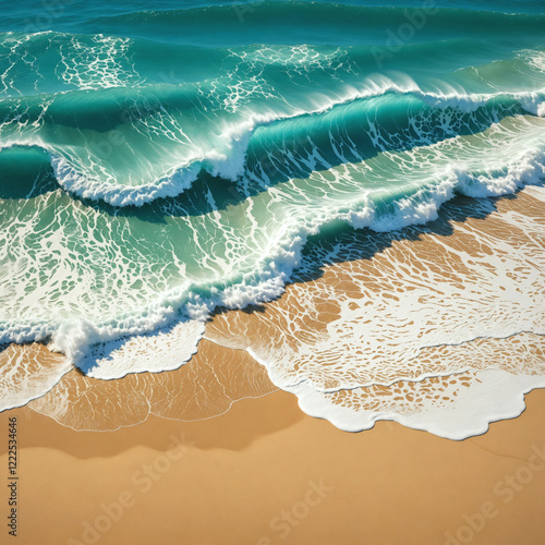 Ocean Waves Crashing on Sandy Shore