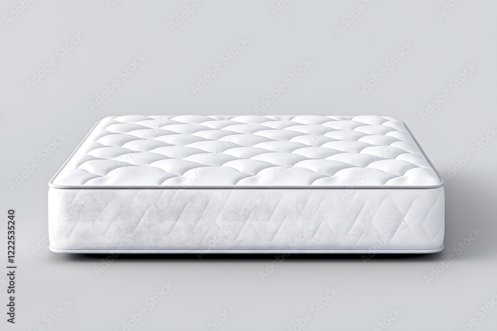 Naklejka premium Comfortable white mattress with tufted design, isolated on white background
