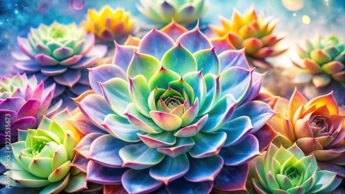 Wallpaper Mural Artistic succulent double exposures: ethereal plant arrangements against pristine white backgrounds. Torontodigital.ca