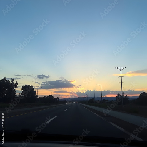 Roadview im Sonnenuntergang - USA photo