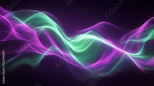Vector aurora with dynamic waves of purple and green, perfect for stylish brand design elements.
