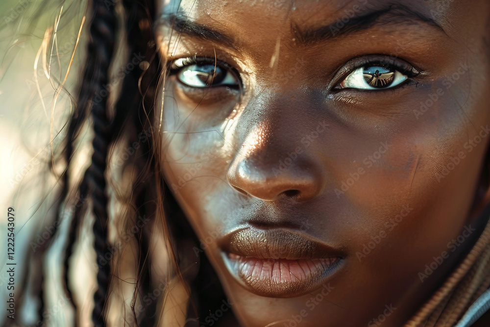 Close-Up Portrait of Native African Shaman with Tribal Face Paint and Feathered Headdress, Generative AI Close-Up Portrait of Native African Shaman with Tribal Face Paint and Feathered Headdress, Generative AI