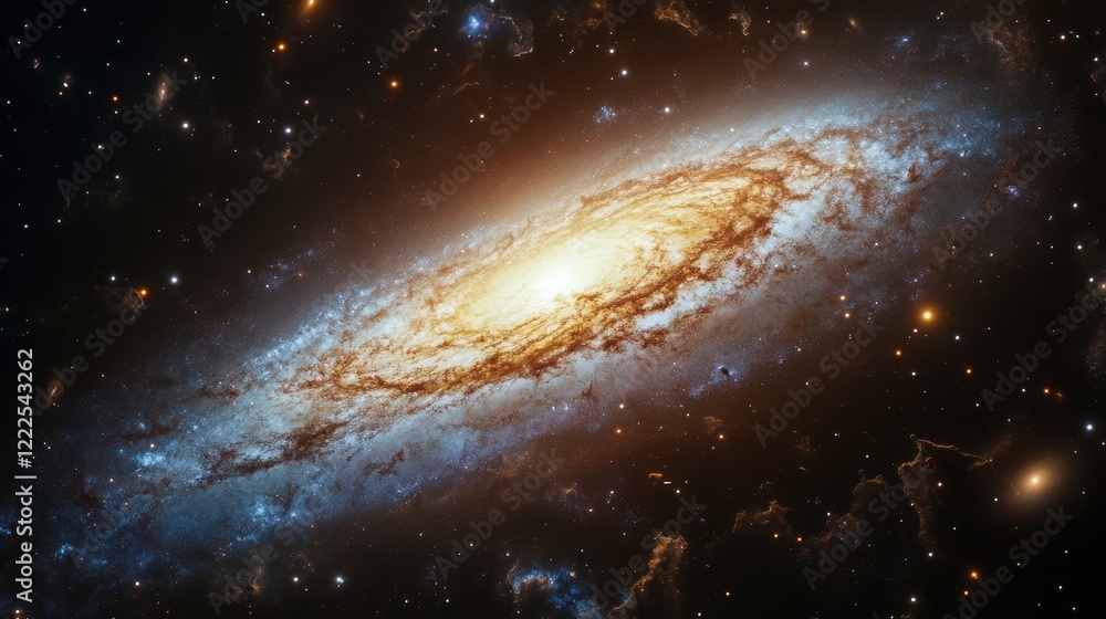 Fototapeta premium Breathtaking Spiral Galaxy in Deep Space with Glowing Core and Cosmic Dust