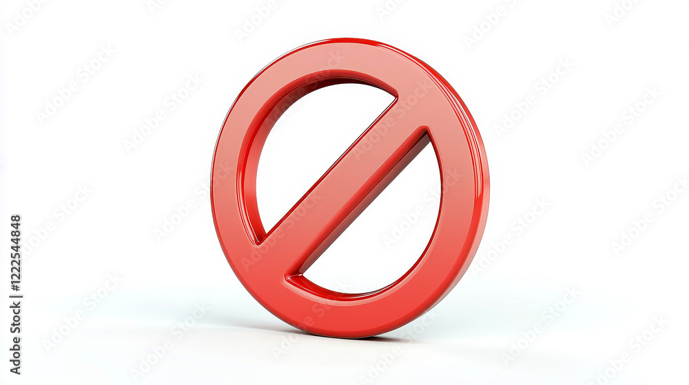 Red circular prohibition symbol on a white background rendered in 3D Red circular prohibition symbol on a white background rendered in 3D