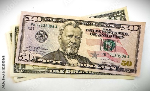 Stack of fifty dollar bills