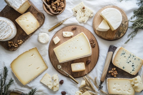 cheese inspired background, we can see many different kinds of Swiss French and Italian cheese photo