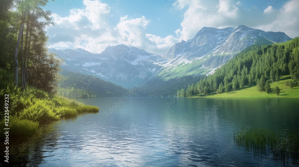 A tranquil and magical image featuring a lake surrounded by beautiful woodland. A tranquil and magical image featuring a lake surrounded by beautiful woodland.