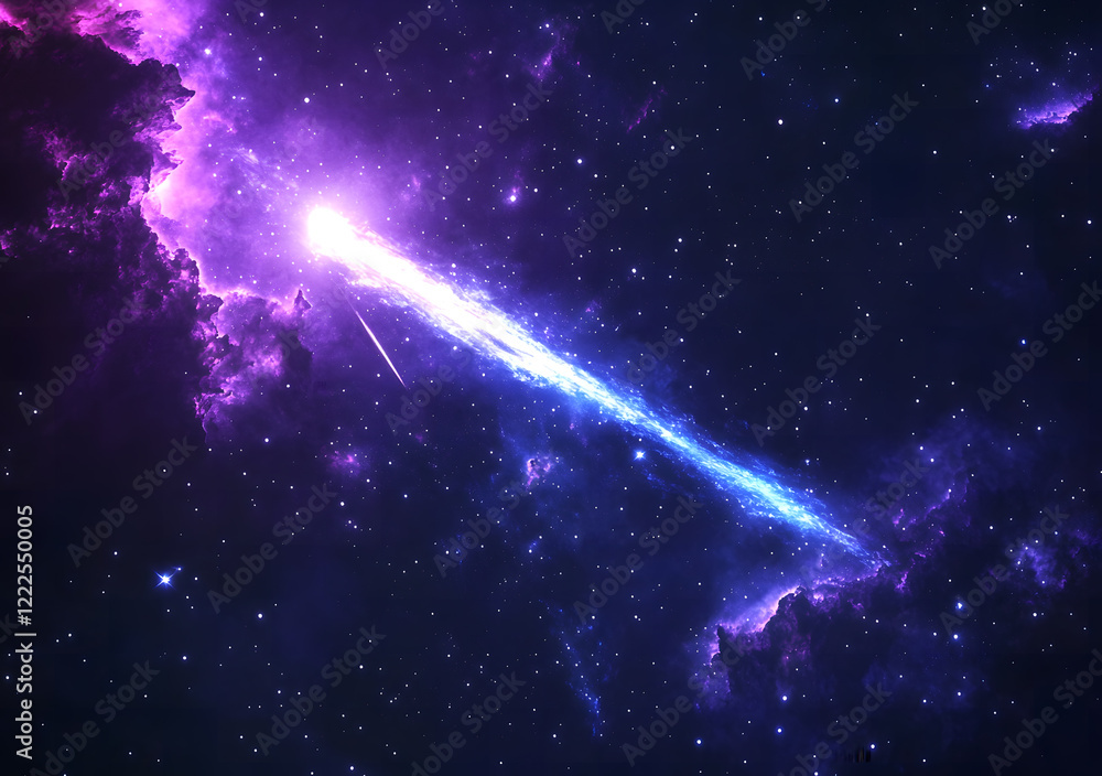 Meteor Streaking Across a Stunning Purple Starry Sky Meteor Streaking Across a Stunning Purple Starry Sky