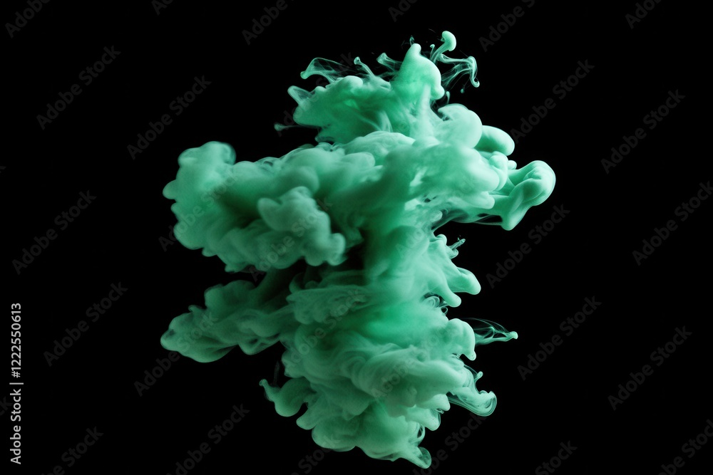 Emerald Green Ink Swirl in Dark Water Abstract Fluid Motion Emerald Green Ink Swirl in Dark Water Abstract Fluid Motion