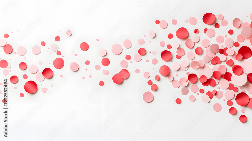 Red and pink confetti top view background. Paper cut decorations for Valentine's day design Red and pink confetti top view background. Paper cut decorations for Valentine's day design