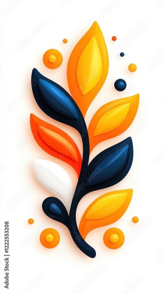 Obraz premium Colorful Abstract Leaf Arrangement with Geometric Elements and Shapes