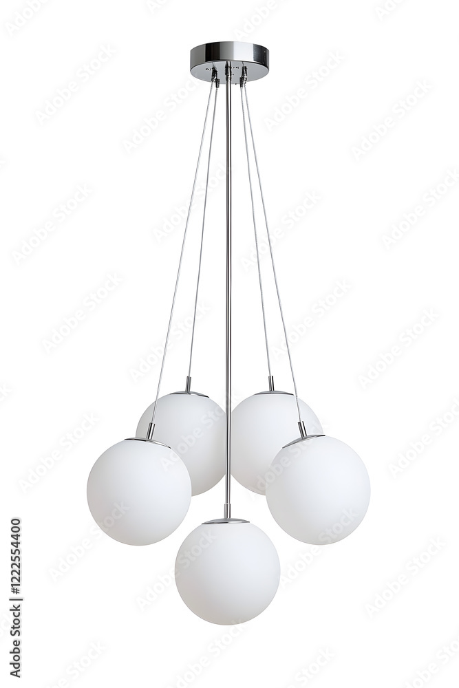 Modern chandelier with a cluster of hanging white glass orbs isolated on white background Modern chandelier with a cluster of hanging white glass orbs isolated on white background