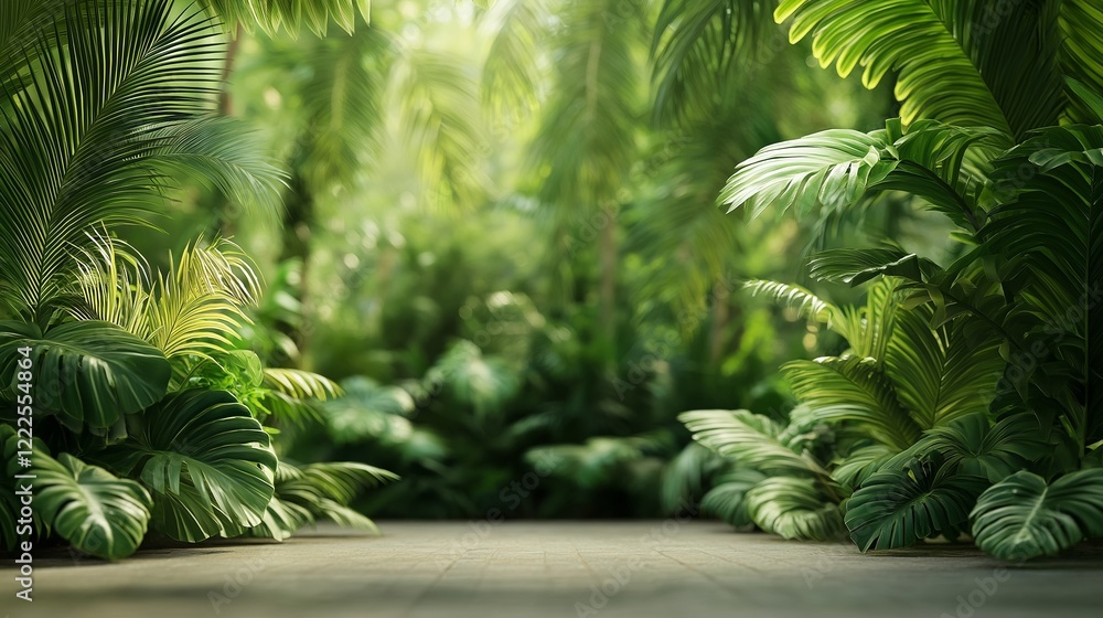 A serene and tranquil scene with a tropical jungle in the background. A serene and tranquil scene with a tropical jungle in the background.