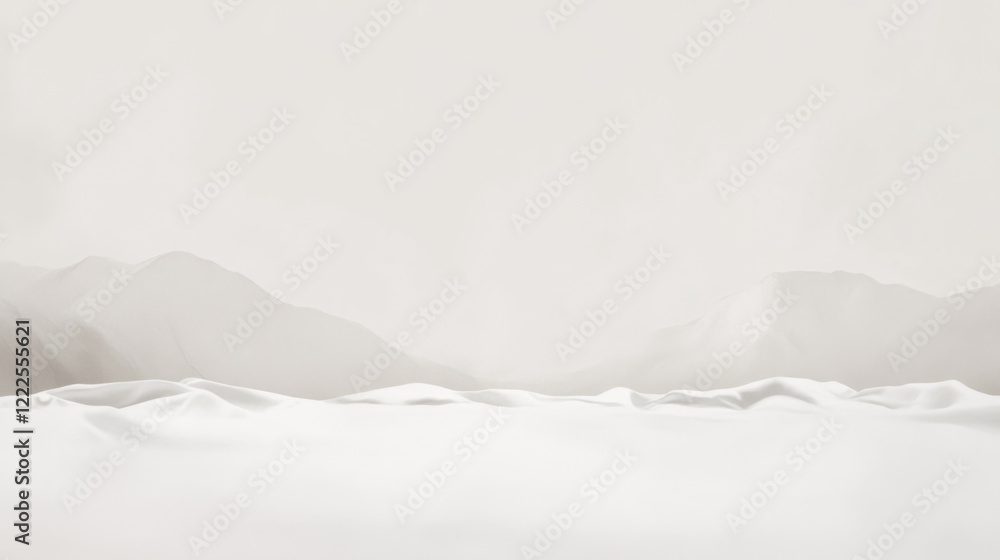 Obraz premium serene white landscape with soft hills and distant mountains