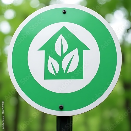 green road sign with leaves