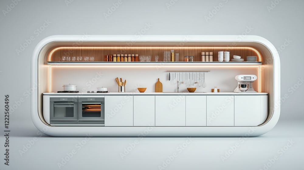A sleek, timeless, styled kitchen counter. A sleek, timeless, styled kitchen counter.