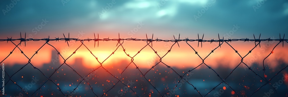 A background of a chain-link fence with blurred city lights in the distance. A background of a chain-link fence with blurred city lights in the distance.