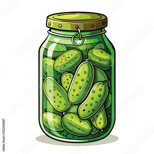 glass jar of pickled cucumbers jar of cucumbers glass jar with cucumbers glass jar of preserved cucumbers