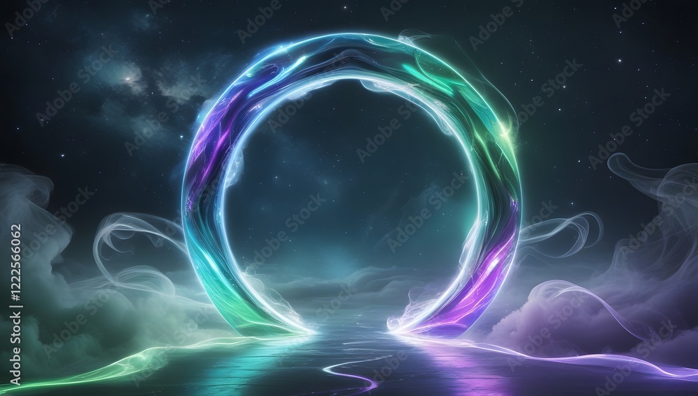Obraz premium Glowing futuristic starry background with blue fractal energy and motion patterns
